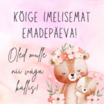Emadepäeva fotomagnet: Oled mulle nii väga kallis – karud ja lilleline kujundus